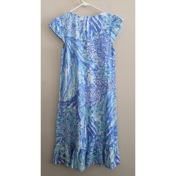 🆕 Lilly Pulitzer Rejina Ruffle Dress in Hey Hey Soleil Blue Haven XS - Picture 6 of 9